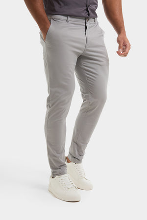 Athletic Fit Cotton Stretch Chino Pants in Pale Grey - TAILORED ATHLETE - USA