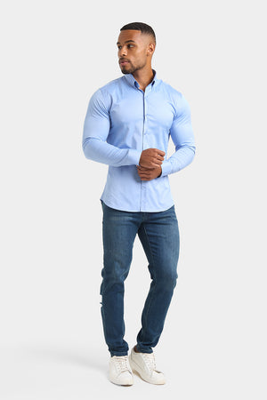 Athletic Fit Signature Shirt in Mid Blue - TAILORED ATHLETE - USA