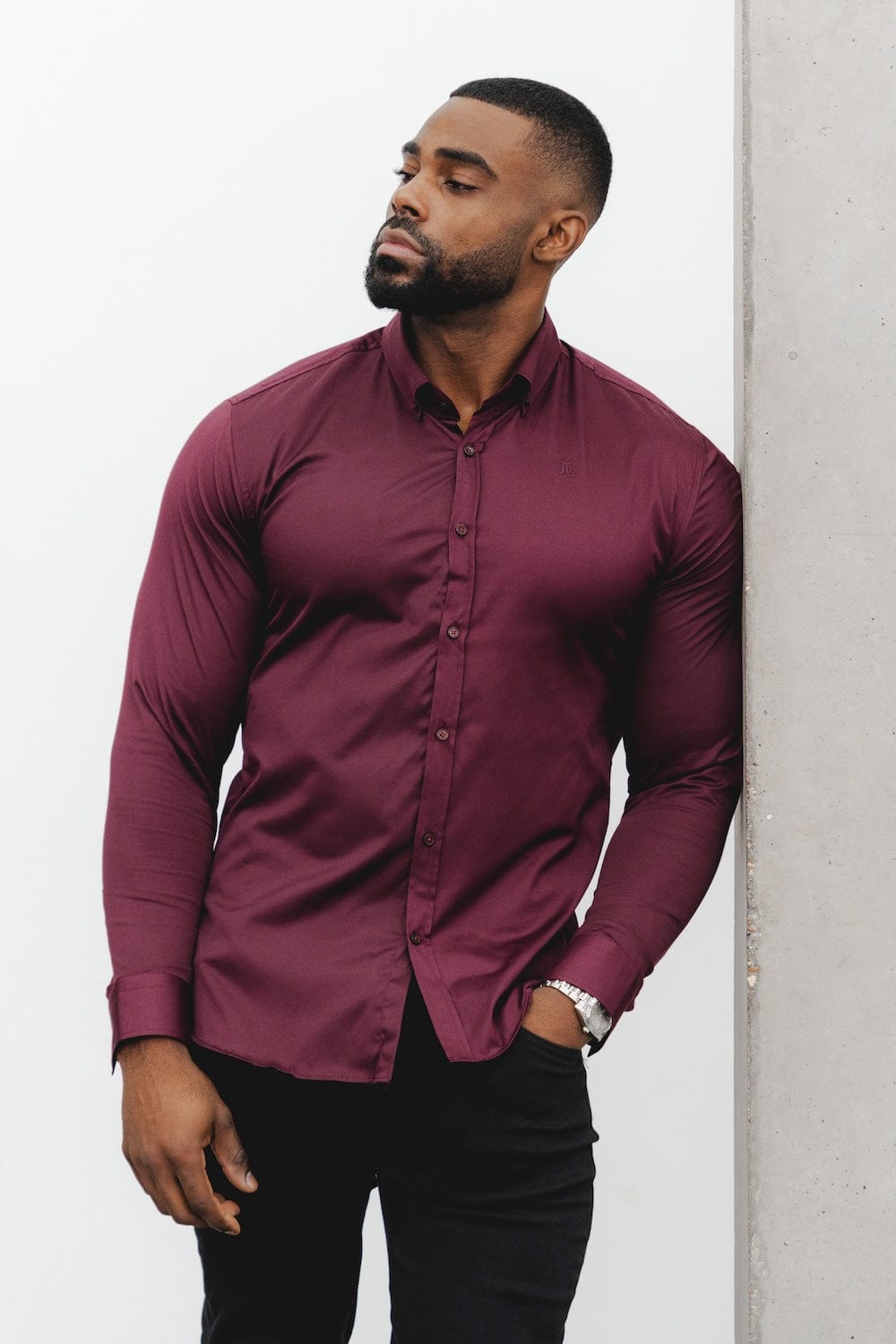 Maroon dress shirt best sale