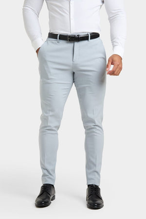 True Athletic Fit Tech Suit Pants in Light Grey - TAILORED ATHLETE - USA