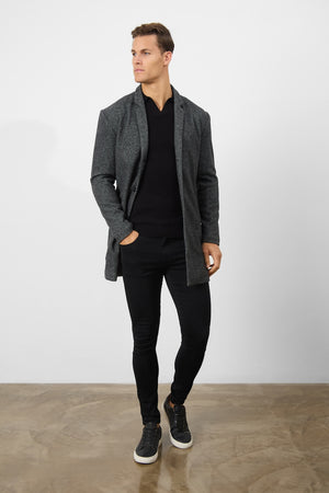 Single Breasted Herringbone Overcoat - TAILORED ATHLETE - USA