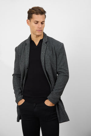 Single Breasted Herringbone Overcoat - TAILORED ATHLETE - USA