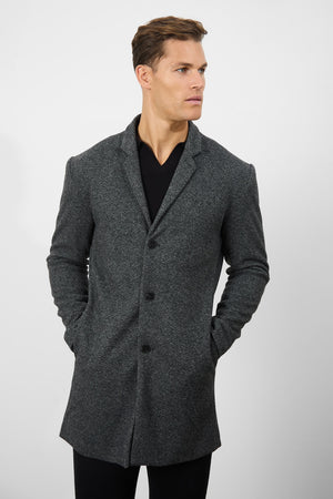 Single Breasted Herringbone Overcoat - TAILORED ATHLETE - USA