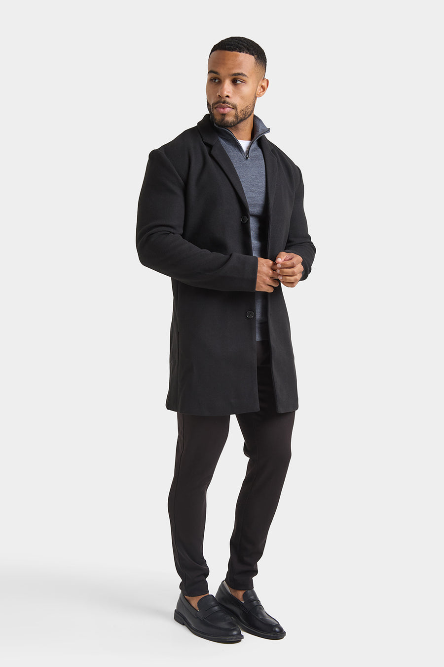 Single Breasted Overcoat in Black - TAILORED ATHLETE - USA