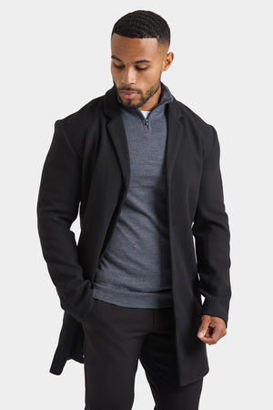 Single Breasted Overcoat in Black - TAILORED ATHLETE - USA