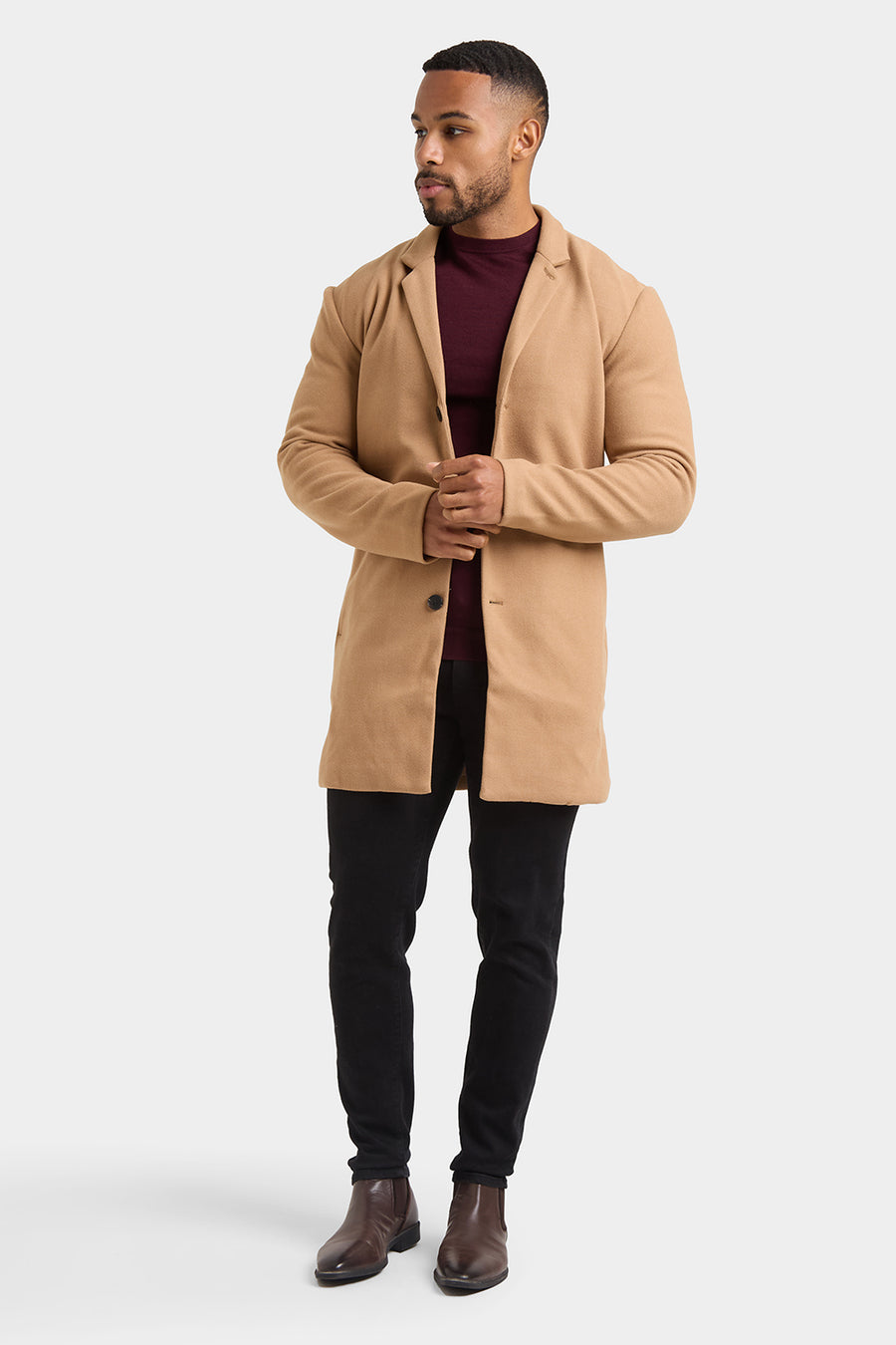 Single Breasted Overcoat in Camel - TAILORED ATHLETE - USA