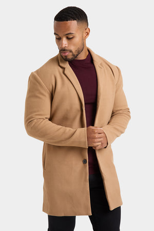 Single Breasted Overcoat in Camel - TAILORED ATHLETE - USA