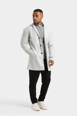 Single Breasted Overcoat in Pale Grey - TAILORED ATHLETE - USA