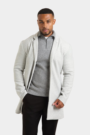 Single Breasted Overcoat in Pale Grey - TAILORED ATHLETE - USA