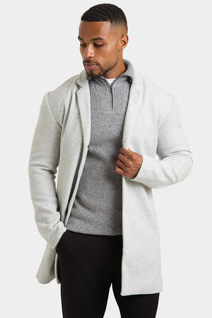 Single Breasted Overcoat in Pale Grey - TAILORED ATHLETE - USA