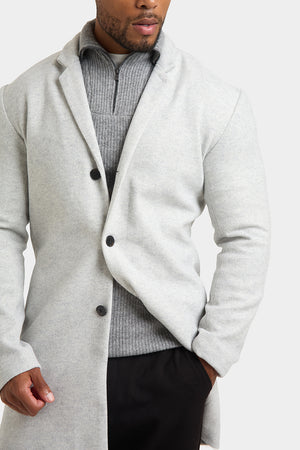 Single Breasted Overcoat in Pale Grey - TAILORED ATHLETE - USA