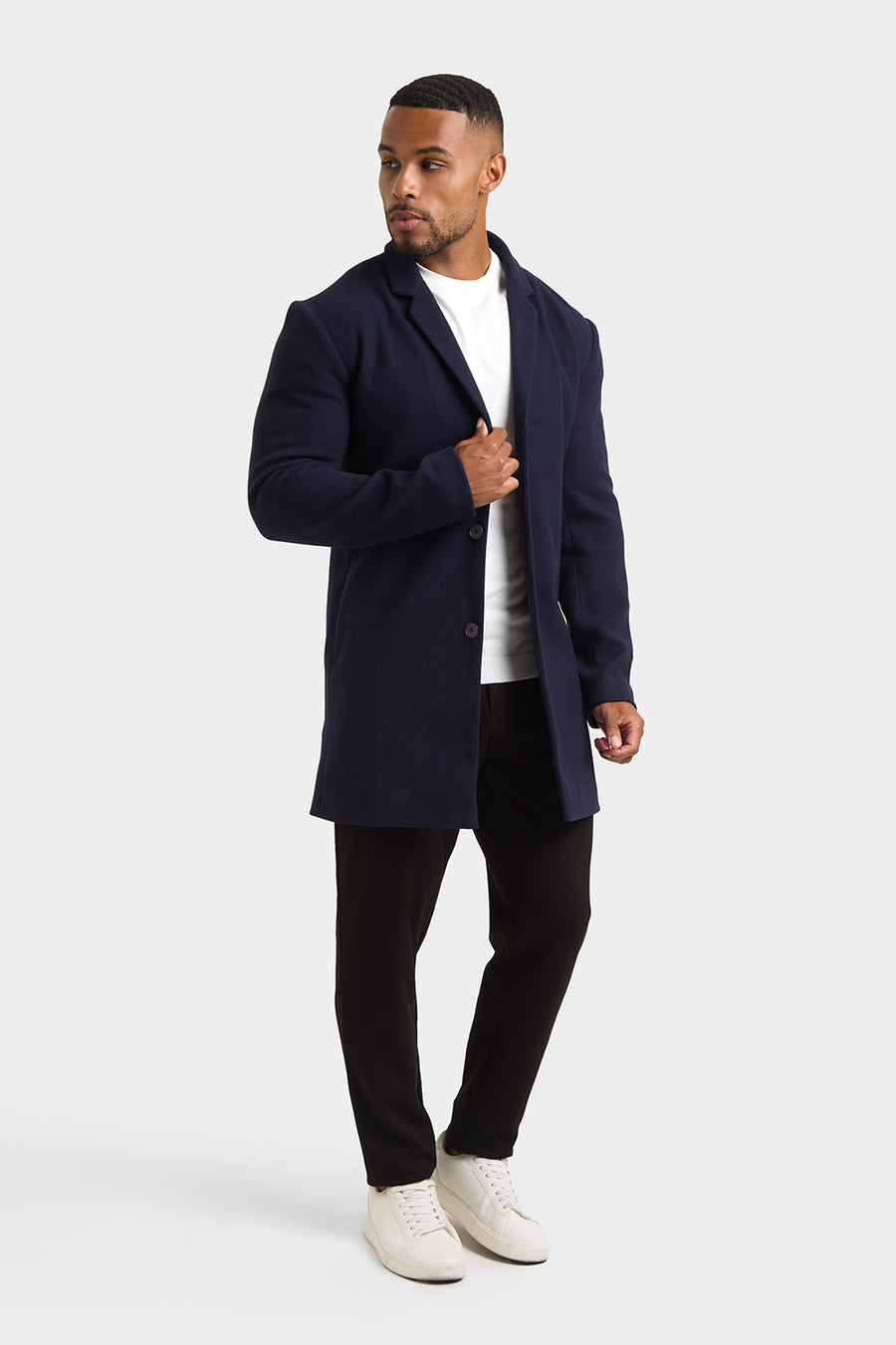 Single Breasted Overcoat in Navy - TAILORED ATHLETE - USA