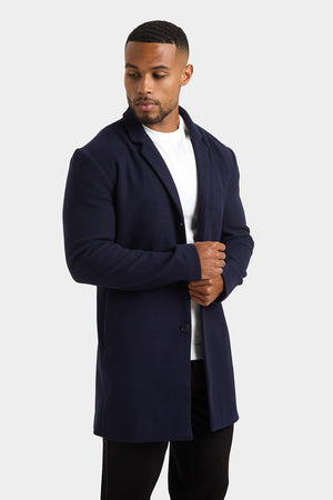 Single Breasted Overcoat in Navy - TAILORED ATHLETE - USA