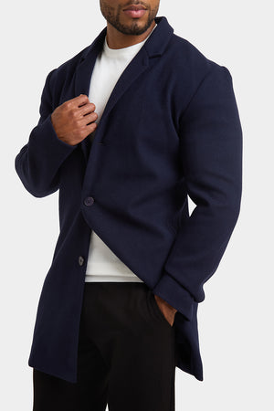 Single Breasted Overcoat in Navy - TAILORED ATHLETE - USA