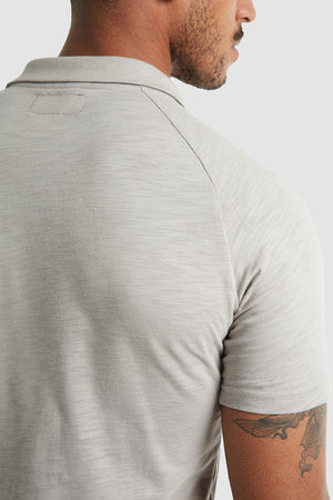 Slub Open Collar Polo Shirt In Pebble - TAILORED ATHLETE - USA