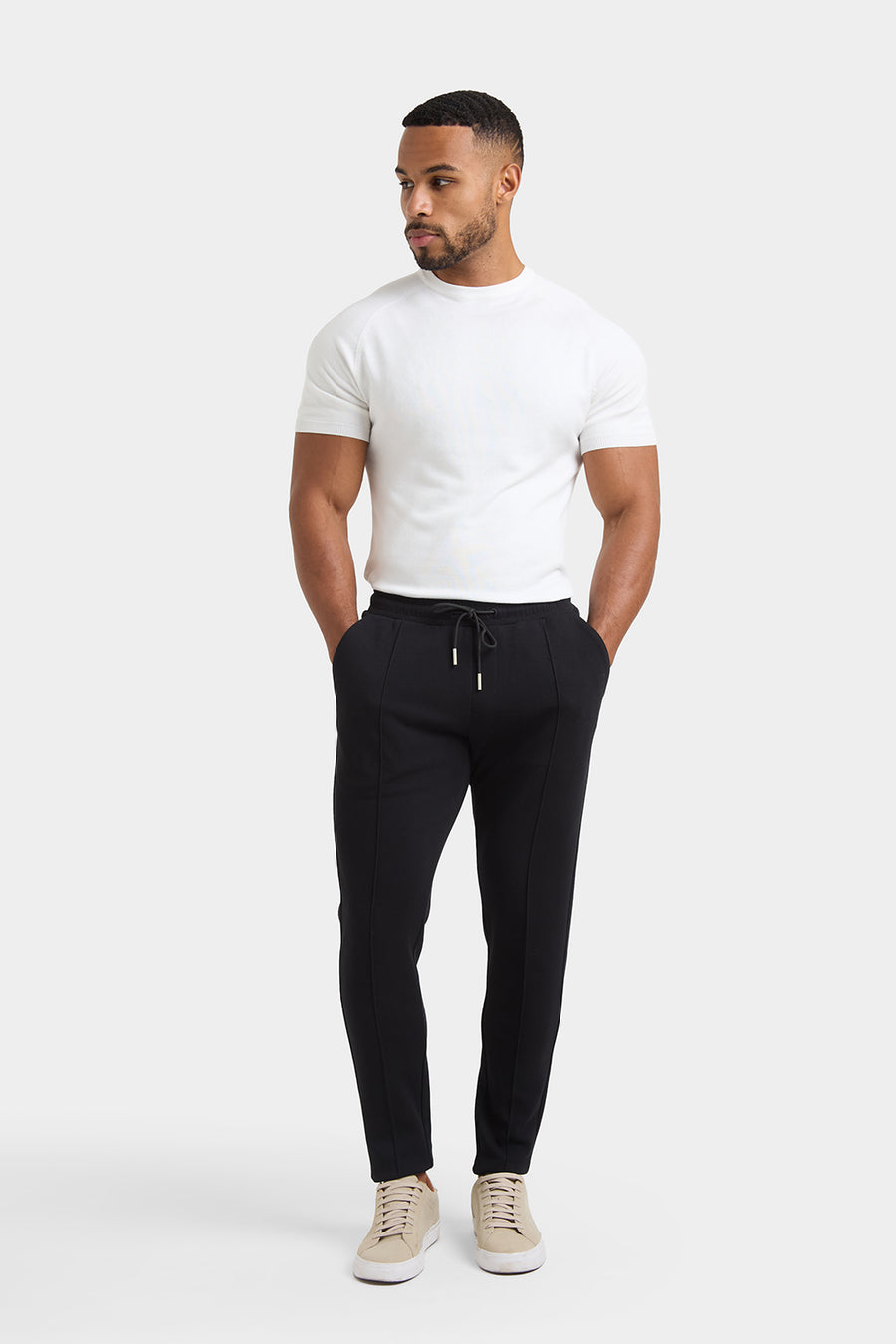 Smart Pique Joggers in Black - TAILORED ATHLETE - USA