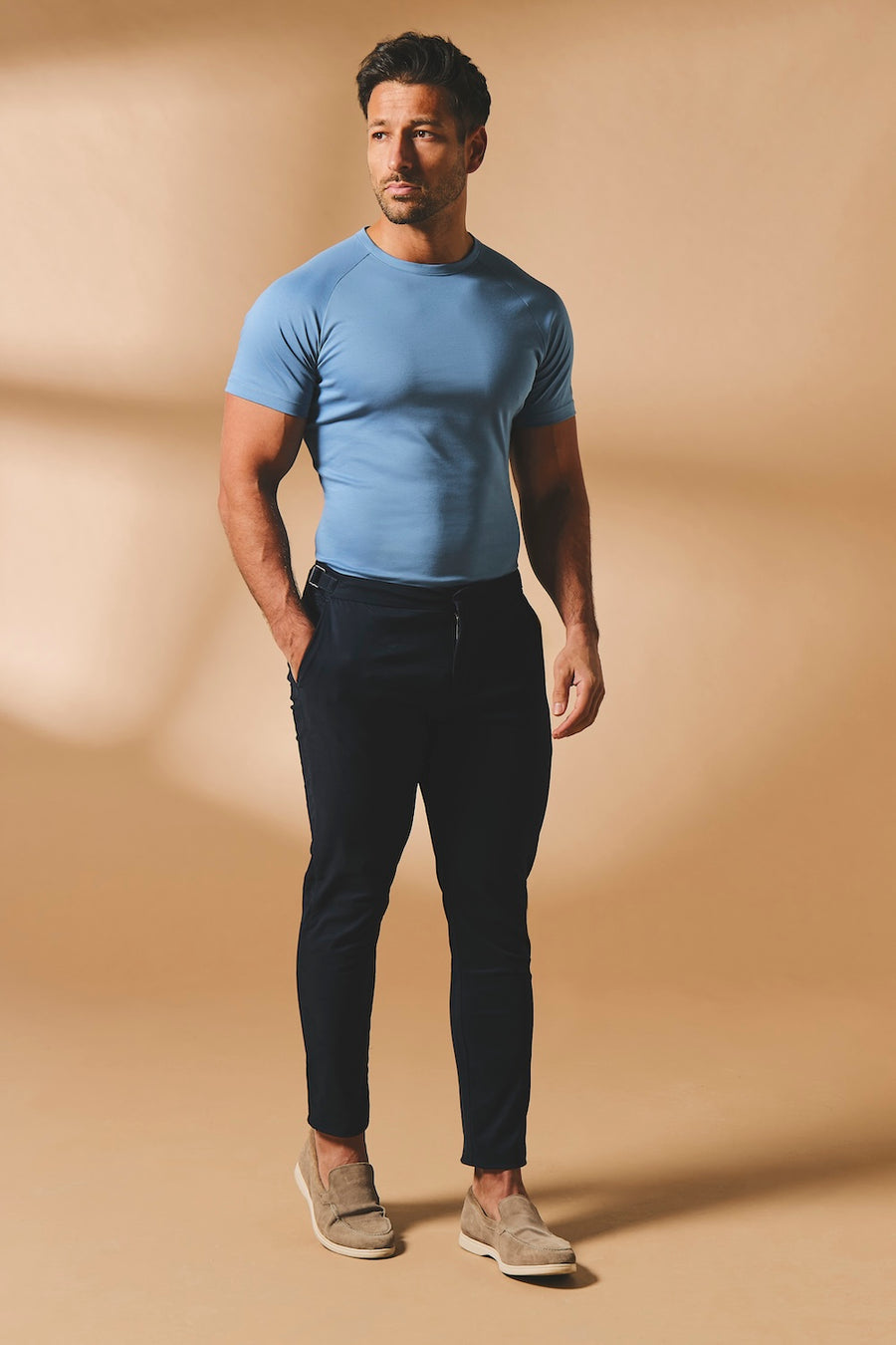 Smart Chino Side Adjuster Pants in Navy - TAILORED ATHLETE - USA