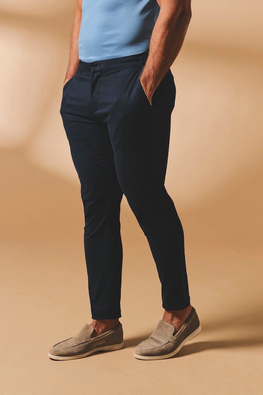 Smart Chino Side Adjuster Pants in Navy - TAILORED ATHLETE - USA