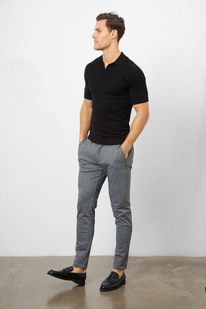 Herringbone Stripe Pants in Dark Grey - TAILORED ATHLETE - USA