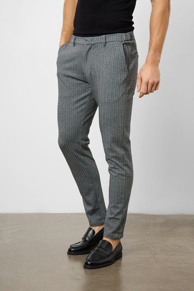 Herringbone Stripe Pants in Dark Grey