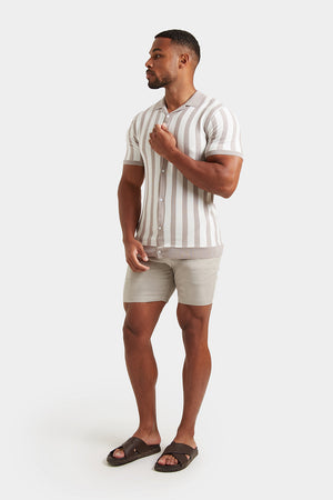 Stripe Knitted Shirt in Stone/Ecru - TAILORED ATHLETE - USA