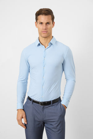 Striped Stretch Formal Shirt in Blue - TAILORED ATHLETE - USA