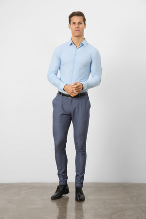 Striped Stretch Formal Shirt in Blue - TAILORED ATHLETE - USA