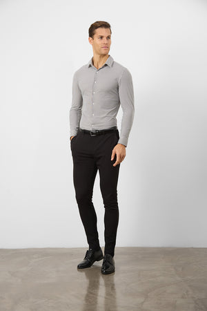 Striped Stretch Formal Shirt in Grey - TAILORED ATHLETE - USA