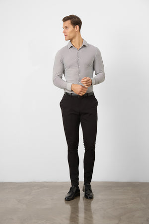 Striped Stretch Formal Shirt in Grey - TAILORED ATHLETE - USA