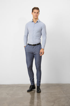 Striped Stretch Formal Shirt in Navy - TAILORED ATHLETE - USA