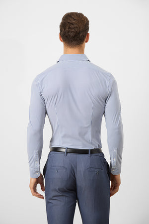 Striped Stretch Formal Shirt in Navy - TAILORED ATHLETE - USA