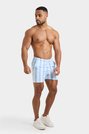 Printed Stripe Swim Shorts in Blue/White - TAILORED ATHLETE - USA