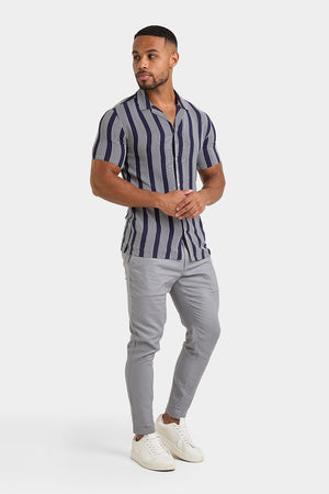 Printed Shirt in Bold Navy Stripe - TAILORED ATHLETE - USA