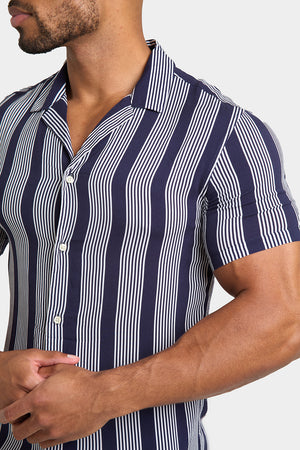 Printed Shirt in Bold Navy Stripe - TAILORED ATHLETE - USA