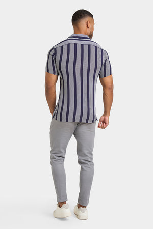 Printed Shirt in Bold Navy Stripe - TAILORED ATHLETE - USA