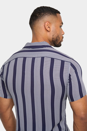 Printed Shirt in Bold Navy Stripe - TAILORED ATHLETE - USA