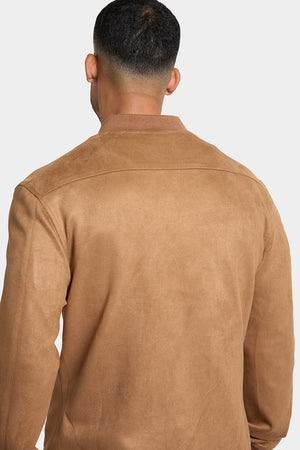 Suede Look Bomber Jacket in Chestnut - TAILORED ATHLETE - USA