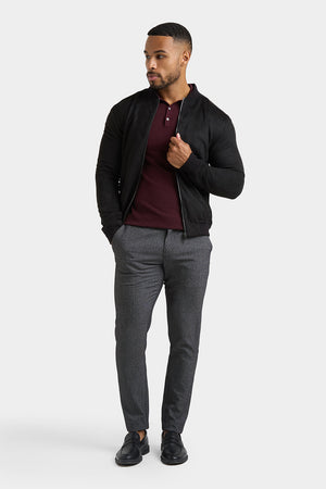 Suede Look Bomber Jacket in Black - TAILORED ATHLETE - USA