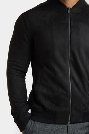 Suede Look Bomber Jacket in Black - TAILORED ATHLETE - USA