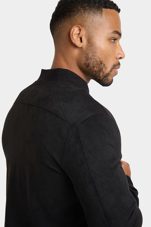 Suede Look Bomber Jacket in Black - TAILORED ATHLETE - USA