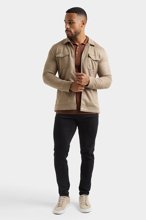 Suede Look Shacket in Mink - TAILORED ATHLETE - USA