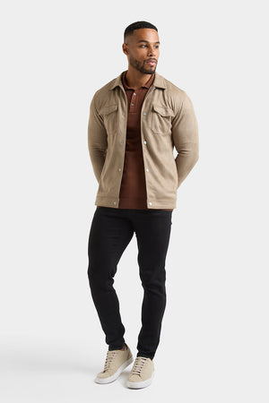 Suede Look Shacket in Mink - TAILORED ATHLETE - USA