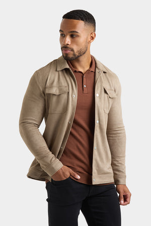 Suede Look Shacket in Mink - TAILORED ATHLETE - USA