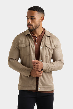 Suede Look Shacket in Mink - TAILORED ATHLETE - USA