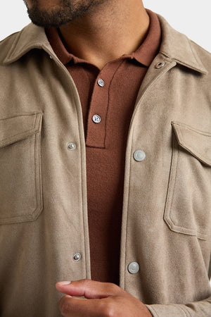 Suede Look Shacket in Mink - TAILORED ATHLETE - USA