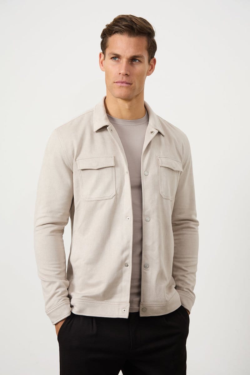 Suede Look Shacket in Stone - TAILORED ATHLETE - USA