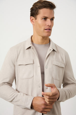 Suede Look Shacket in Stone - TAILORED ATHLETE - USA