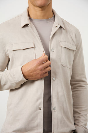 Suede Look Shacket in Stone - TAILORED ATHLETE - USA