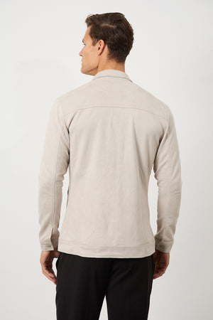 Suede Look Shacket in Stone - TAILORED ATHLETE - USA