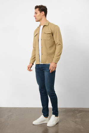 Heavy Twill Jersey Overshirt in Mink - TAILORED ATHLETE - USA